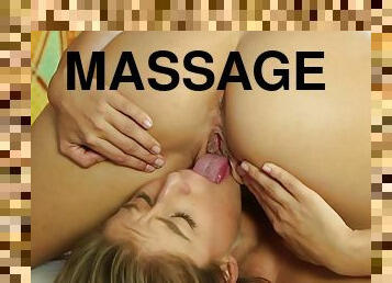 Erotic massage with two naughty lesbos