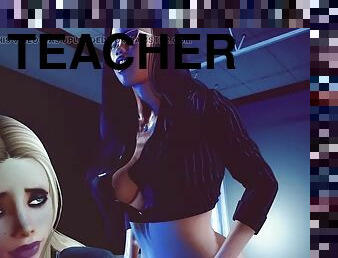 Cute blonde fucks futa teacher