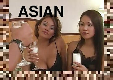 Two stinging asian women fucking a hot stallion. uncensored