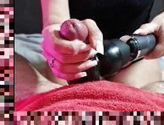 Hot Mom Milking him with Magic Wand Attachment
