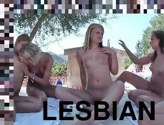 5 blondes in a lesbian orgy