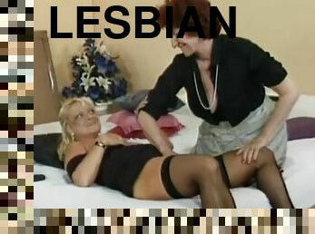 Lesbian Granny Fucks Busty Blonde MILF With Strapon