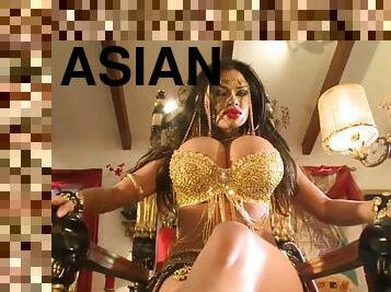 asiatique, gros-nichons, masturbation, brunette