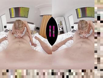 VR Conk Home working hard with busty blonde VR Porn