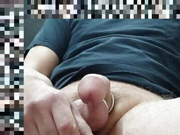 ????Stroking my dick with cock and ball rings????????moaning and cumming so hard????????????