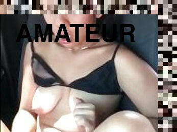 masturbation, publik, amatör, milf, bil, fångad, blottande