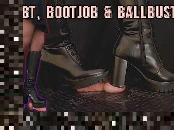 CBT, Bootjob and Ballbusting in Black Leather Boots with TamyStarly