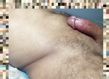 Slow stroking white monster cock