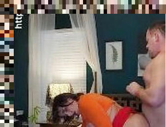 POV Velma Stroking Cock with her Nylon Feet, A deep Throating Slut, Riding Cock Like good Girl