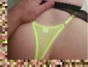 Assfucking doggystyle neon thong - Gape fun