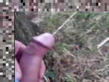 Horny Daddy Pissing  outdoor with cute cock