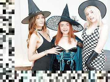 lesbienne, ados, halloween, petits-seins