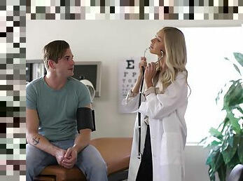 Spicy blonde doctor craves man's hungry dick for a little treatment
