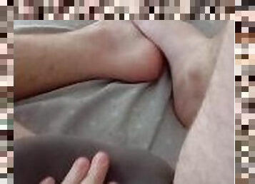 Stroking my feet and my dick