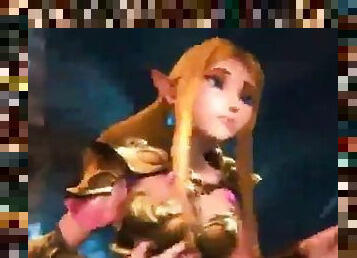 Link gets a blowjob from Zelda and a dark elf