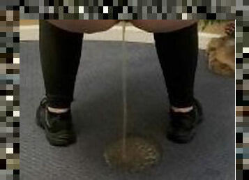 Naughty Piss in Public on Carpet in Hallway by the Christmas Tree