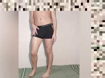 Young hot guy posing in underwear - black briefs - boxers