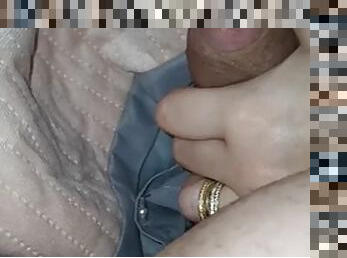 Stepmother turns on the light and gives her stepson a handjob under the blanket