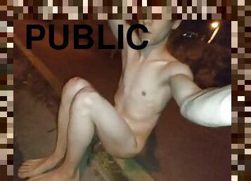 Naked piss shower on the street
