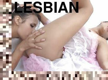 Lesbian orgasm of little ballerina Lorie
