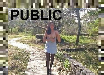 Pissing and Flashing my tits in public park