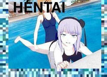 doggy, hentai, medence, 3d