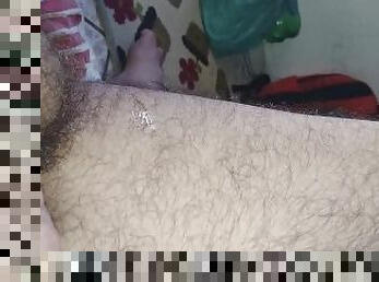 Cumshot pass all over my hairy bear leg