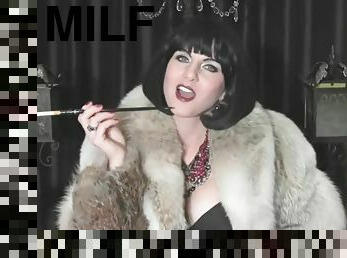 Beautiful Slut Smoking In A Fur Coat