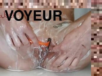 baignade, chatte-pussy, amateur, cam, espion, voyeur, serrée, petite, rasé, trou-du-cul