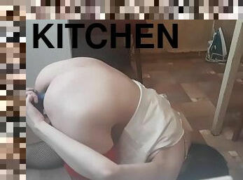 Sissy trap has sex in the kitchen