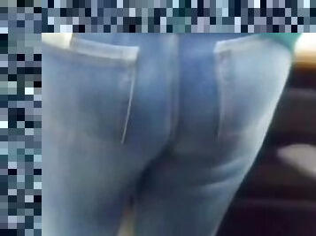 ass of blonde women in tight jeans