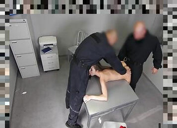 Two Security Officer Officers Penetrate Tight Vagina Of Teen Criminal 9 Min