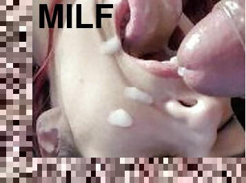 MILF waking up with cum on her face.