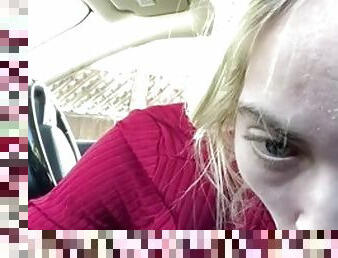 Onlyfans BBC Blonde Car Blowjob Deepthroat Big Cock