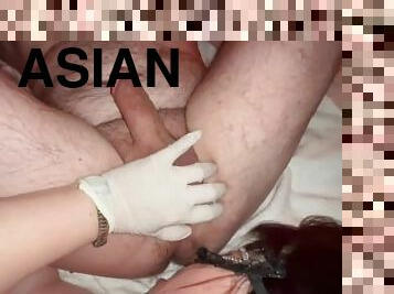 asiatisk, pikslikkeri, milf, massage, småfed, synsvinkel, mælk