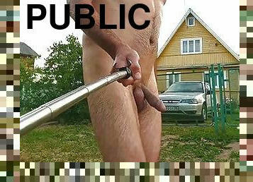 nudista, na-rua, público, pénis-grande, exbicionista, pénis, flashar