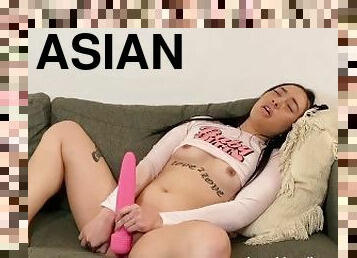Shy Asian Slut Plays With New Pink Toy For You!