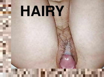 Fuck my ass and cum on my hairy pussy