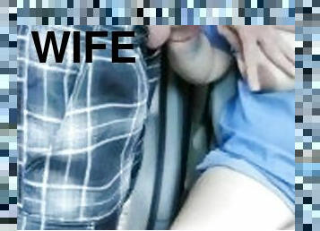 Slutty pregnant wife suck cock in car