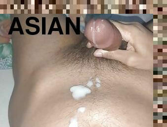 asiatisk, udløsning, teenager, bøsse, dad-girl, sperm, liderlig, solo, twink