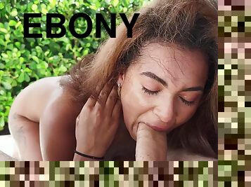 Ebony takes tasty dick on a whole new level and sucks it until the last drops