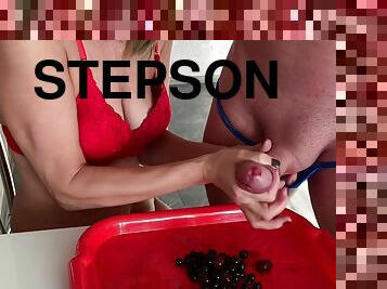 Old Lady Drain Balls Of Her Stepson Huge Load Food Sperm Fetish Eating Fruit