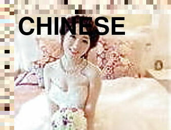 Chinese campus belle: wedding dress masturbating compilation