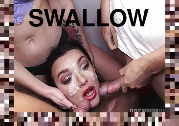 Lady Gang In Swallows Huge Mouthful Cumshots 11 Min