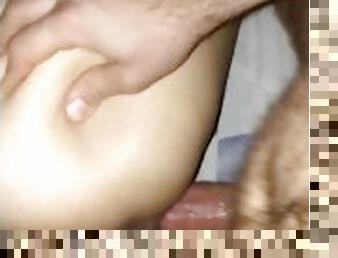 Pussy close-up with sperm inside a rigidly fucked by a big dick