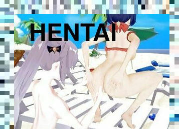 Genshin Impact XIANGLING and KEQING FUTA beach party (3D HENTAI)