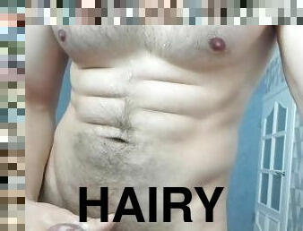 Hairy Russian guy masturbates online