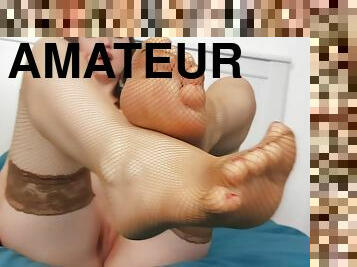 Pov Footjob With Nude Fishnet Stockings