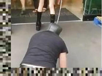 Mistress Lark Dominatrix Walks on Leash in Erewhon Supermarket