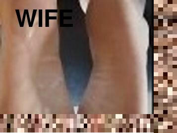 énorme, masturbation, femme, amateur, ejaculation-sur-le-corps, milf, pieds, point-de-vue, ejaculation, branlette-avec-les-pieds